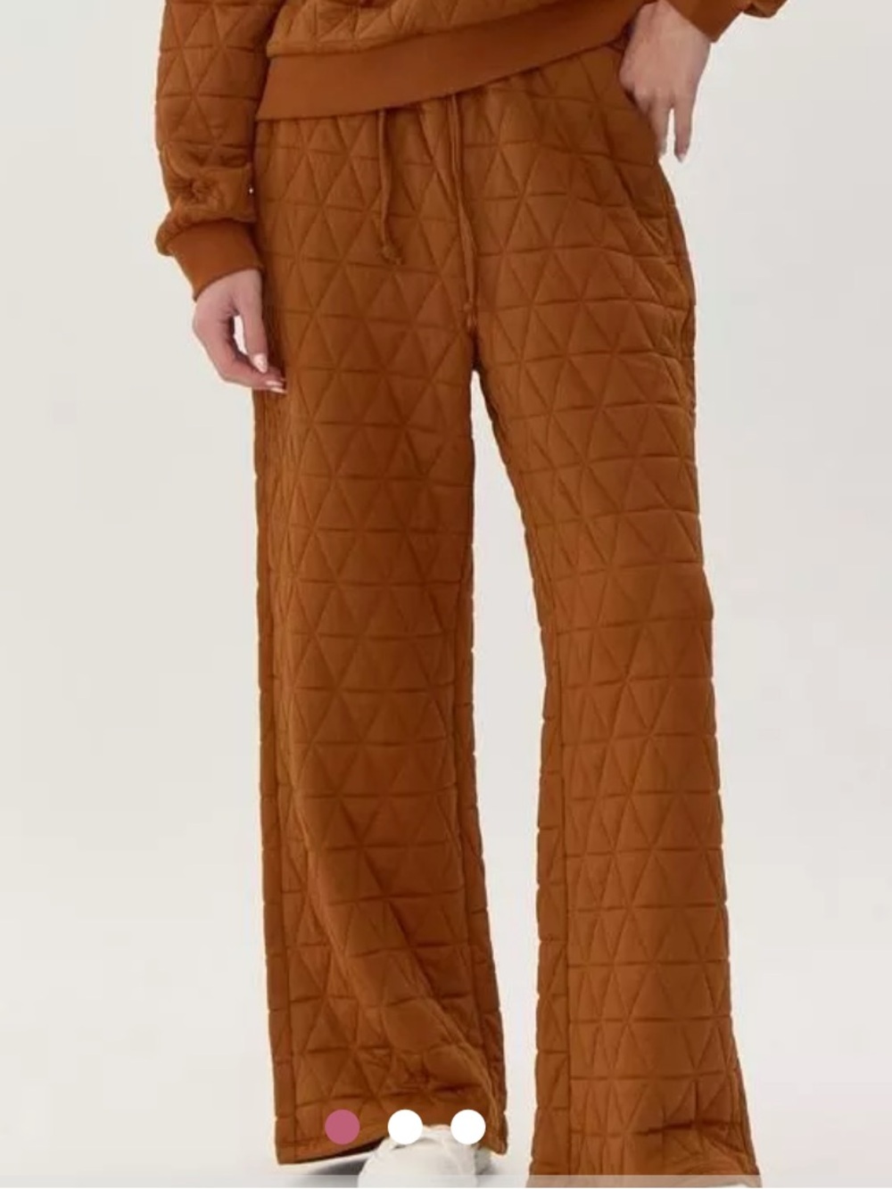 JODIFL Quilted Wide Leg Elastic Waistband Pockets Athleisure Sweatpants